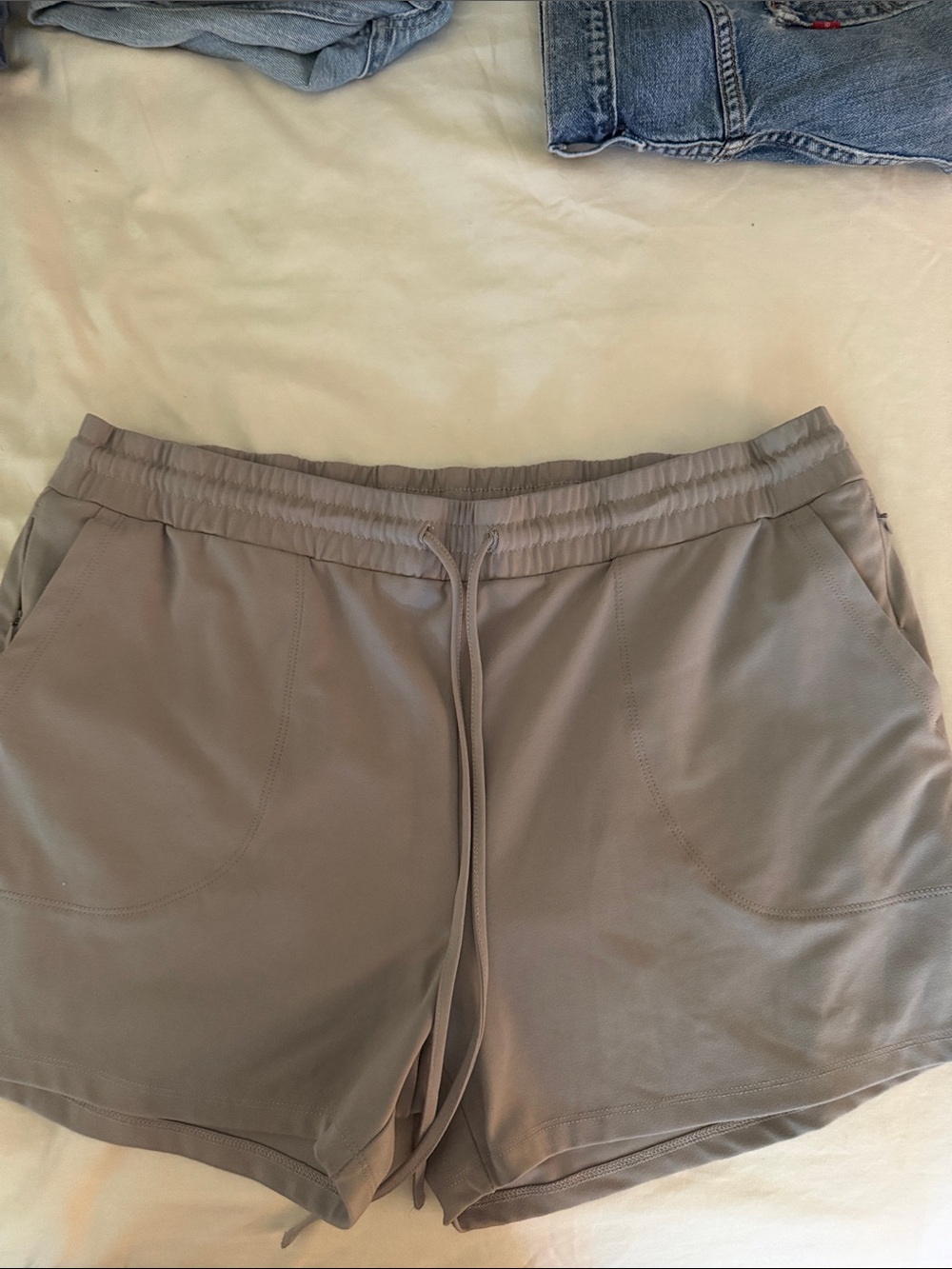 Women's Taupe Performance Drawstring Athletic Shorts